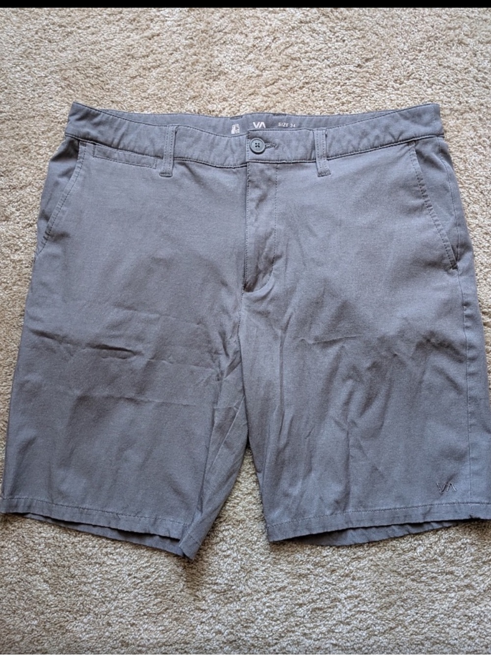 3 for $20 RVCA Men's Slate Gray Flat Front Chino Shorts